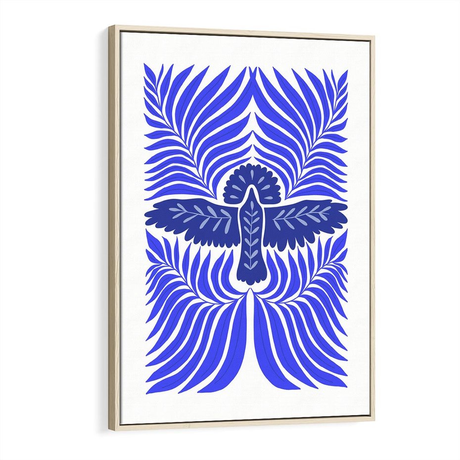 Obraz w ramie 50x70 - Etniczne Rekwizyty - etniczne roślinne wzory, granat - rama drewno
