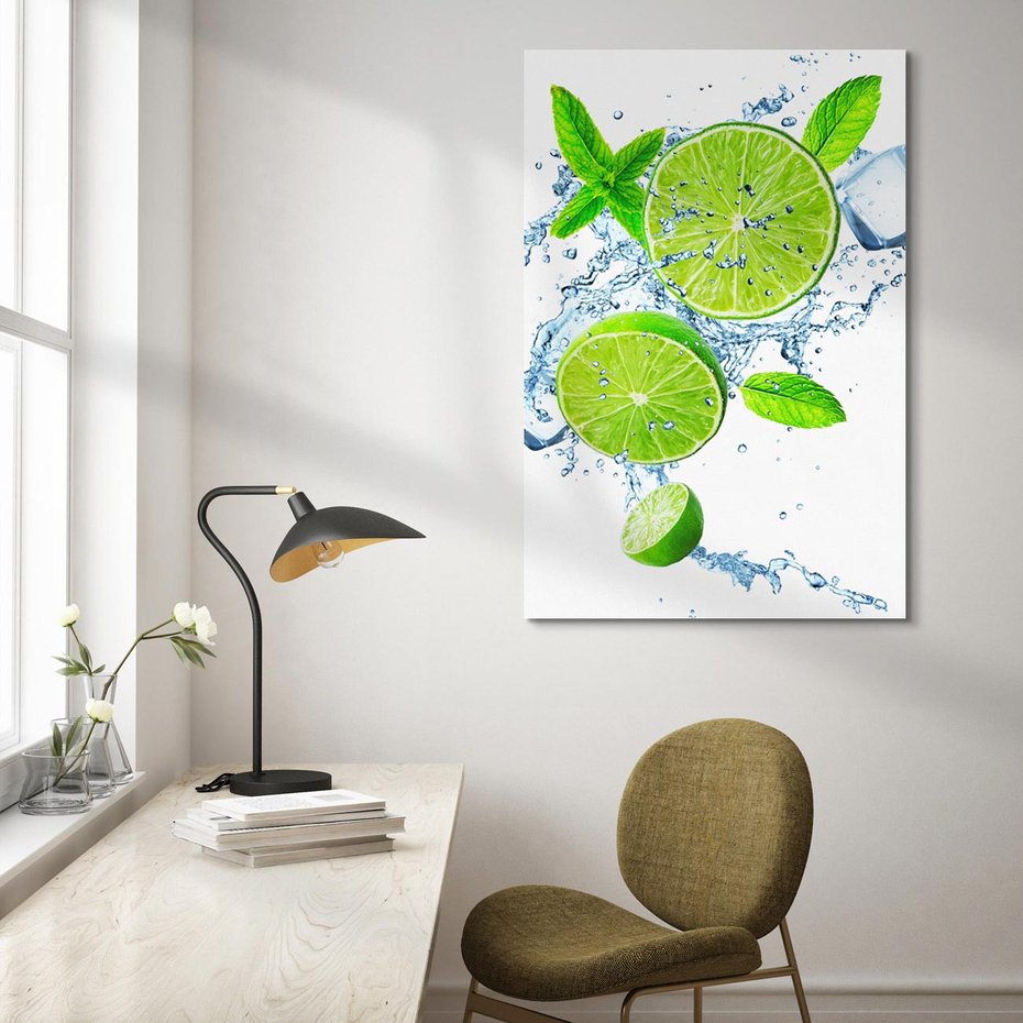 Obraz na płótnie 50x70 - Świeżość i Witalność - limonka, owoce