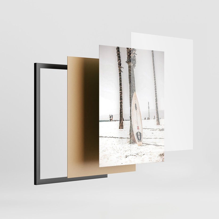Zestaw obrazy w ramie 40x50 galeria - Lato, palmy, plaża, wakacje - rama czarna