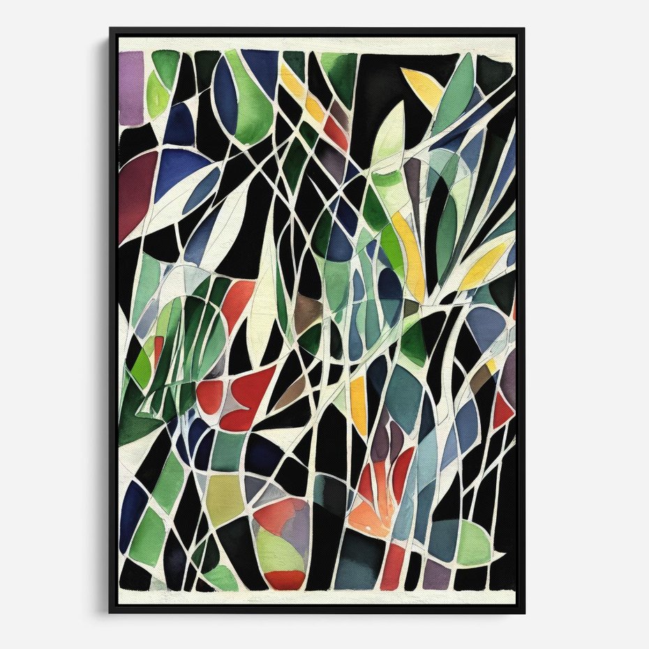 Obraz w ramie 70x100 - Taniec Plam i Kształtów - abstrakcyjny akwarelowy obraz, plamy - rama czarna