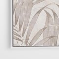 Obraz w ramie 120x80 - Odsłonięte liściowe wspomnienia - monochromatyczne, kolory sepii - rama biała