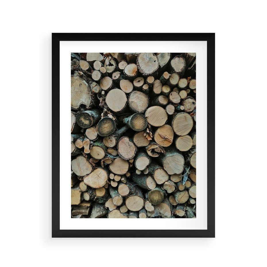 Plakat w ramie 40x50 - Bliskość Natury - drewno, las - rama czarna
