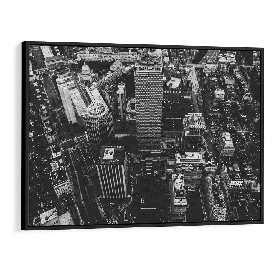 Obraz w ramie 100x70 - Kontrastujące miasto - miasto, biało - rama czarna