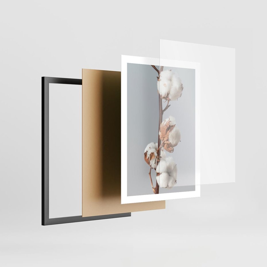 Plakat w ramie 50x70 - Bawełniana boho miękkość - bawełna, boho - rama czarna