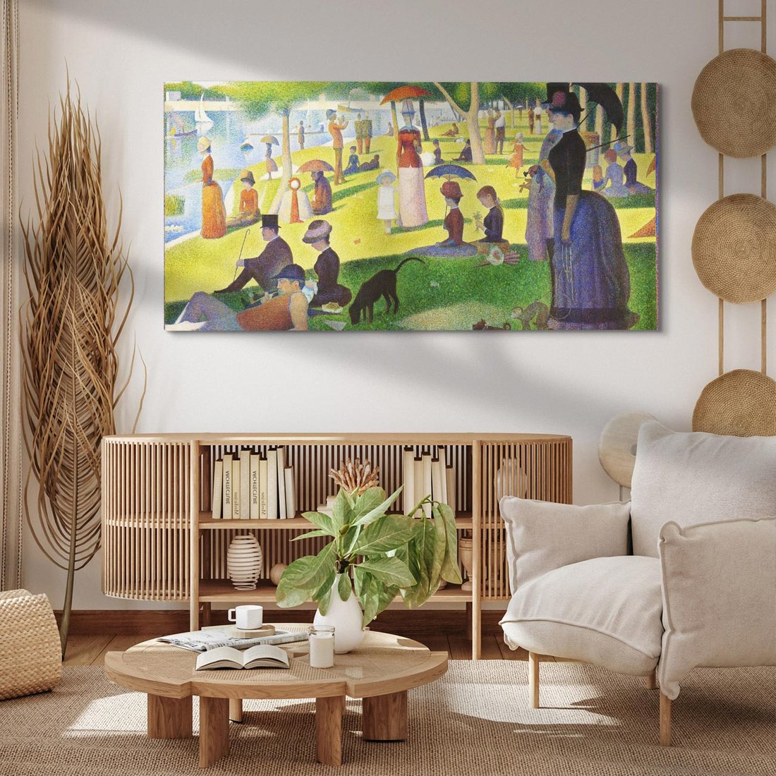 Obraz na płótnie 120x60 - "Niedziela na La Grande Jatte" (1884) Georges Seurat - Reprodukcja - reprodukcja, obraz na płótnie