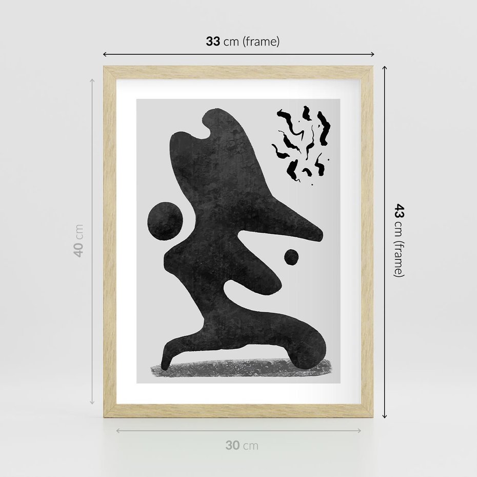 Plakat w ramie 30x40 - Abstrakcja w Monochromii - nowoczesna grafika, abstrakcja - rama drewno