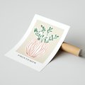 Plakat bez ramy 21x30 - Boho Refleksje Natury - gałązki w wazonie, typografia