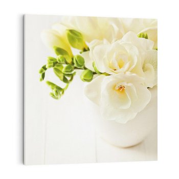 Obraz na płótnie 60x60 - Subtelność białych frezji - frezja, białe