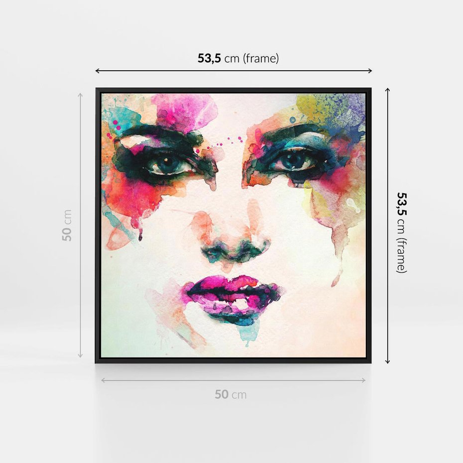 Obraz w ramie 50x50 - Kobieta Abstrakcja Twarz - kobieta, abstrakcja - rama czarna