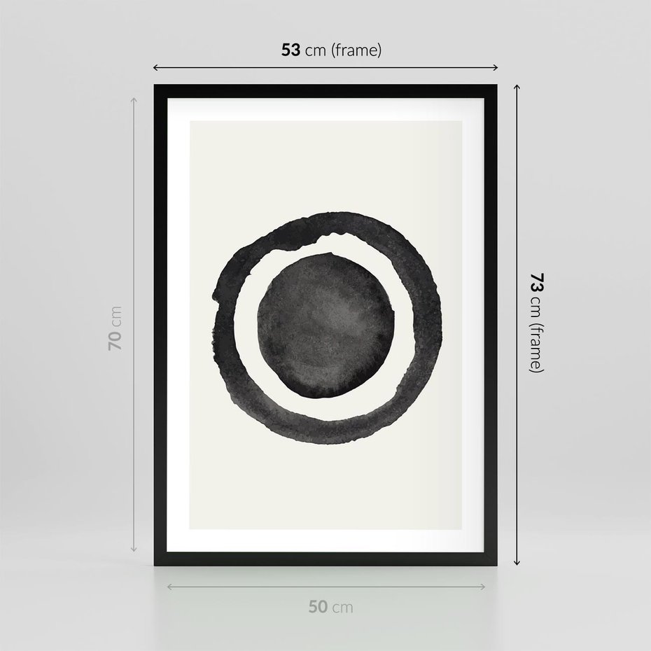 Plakat w ramie 50x70 - Bezgraniczne Widoki - abstrakcyjne plamy okręgi, akwarelowe - rama czarna