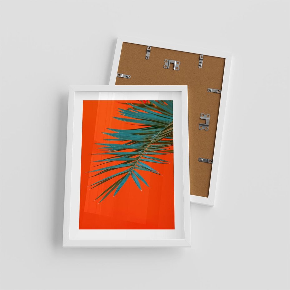 Plakat w ramie 30x40 - Egzotyczny Urok - liście, palma - rama biała