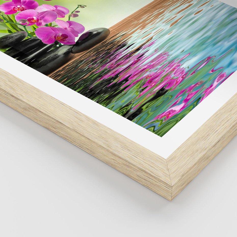 Plakat w ramie 30x40 - Oaza Storczyka i Wody - spa, storczyk - rama drewno