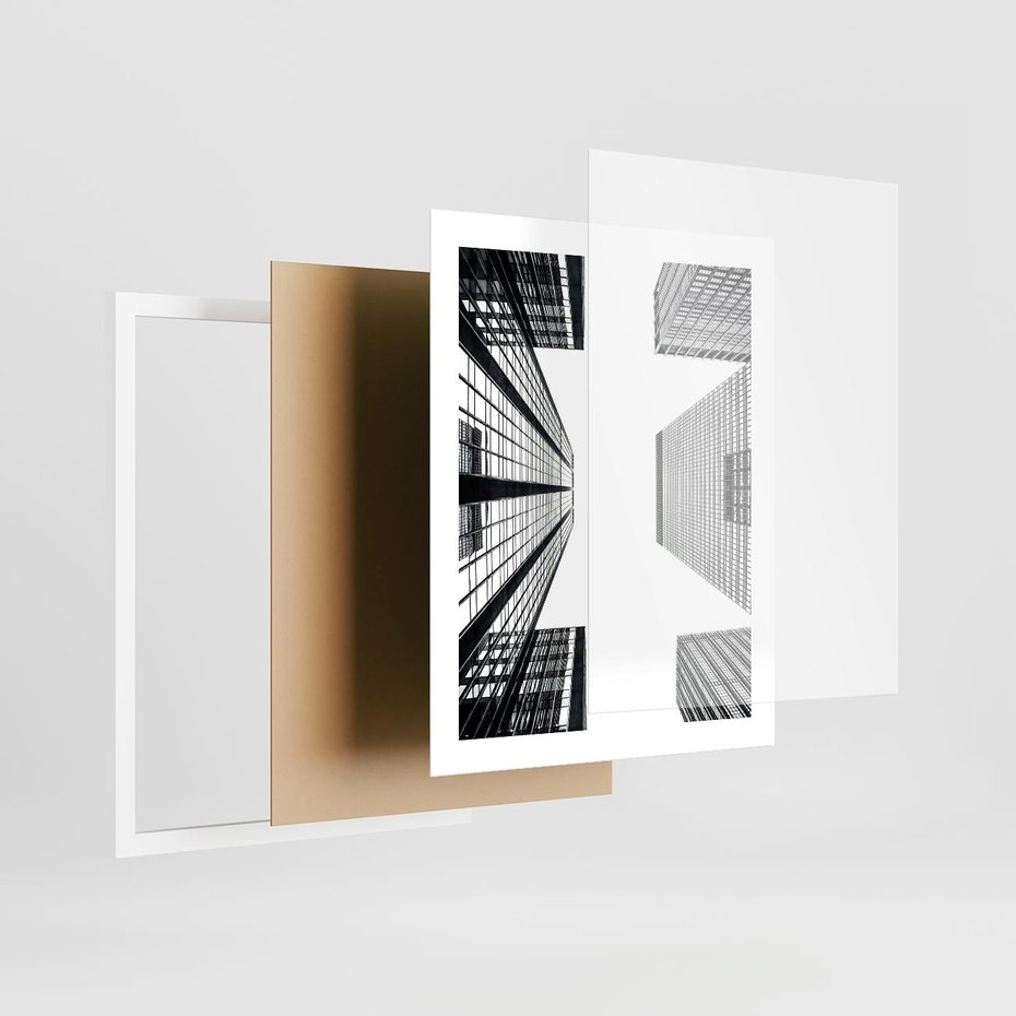 Plakat w ramie 40x50 - Architektoniczna Symetria - architektura, wysoki wieżowiec - rama biała