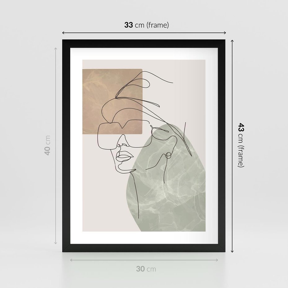 Plakat w ramie 30x40 - Geometria i Szkic - nowoczesny obraz, grafika - rama czarna