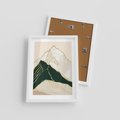 Plakat w ramie 30x40 - Minimalistyczne Góry: Złota Sztuka Natury - minimalistyczna grafika, góry - rama biała
