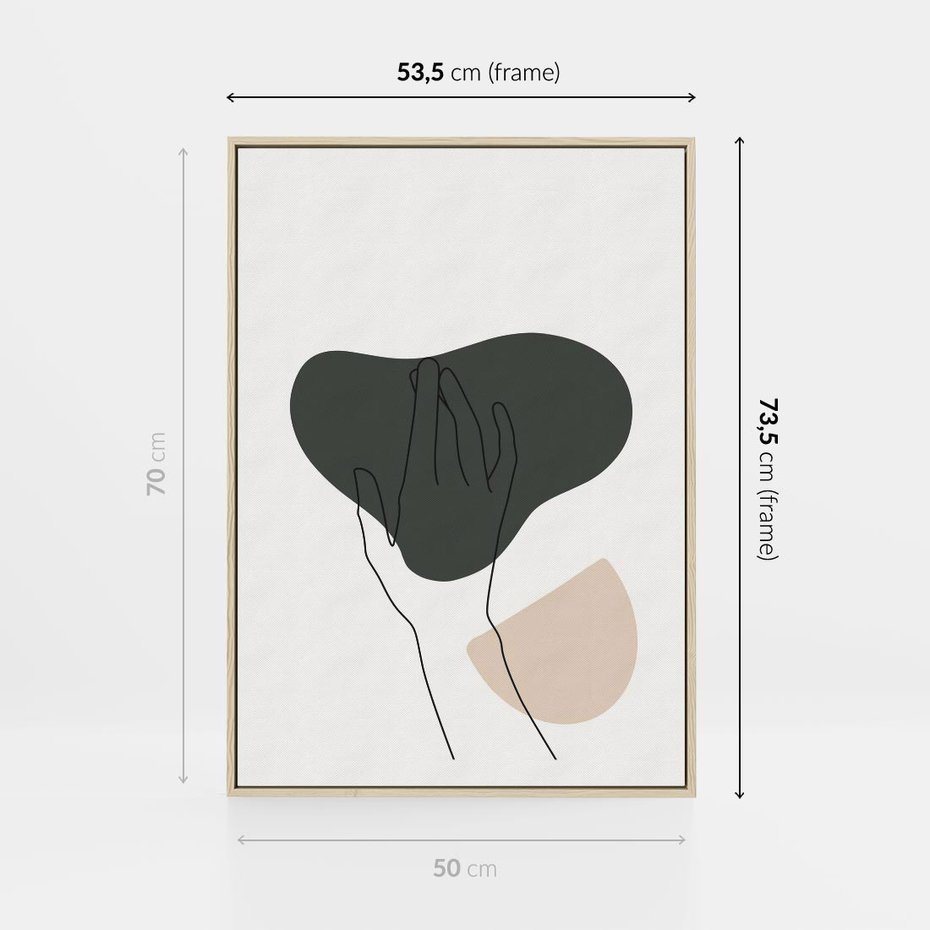 Obraz w ramie 50x70 - Bezczasowe Echo - szkic jedną linią, one line - rama drewno