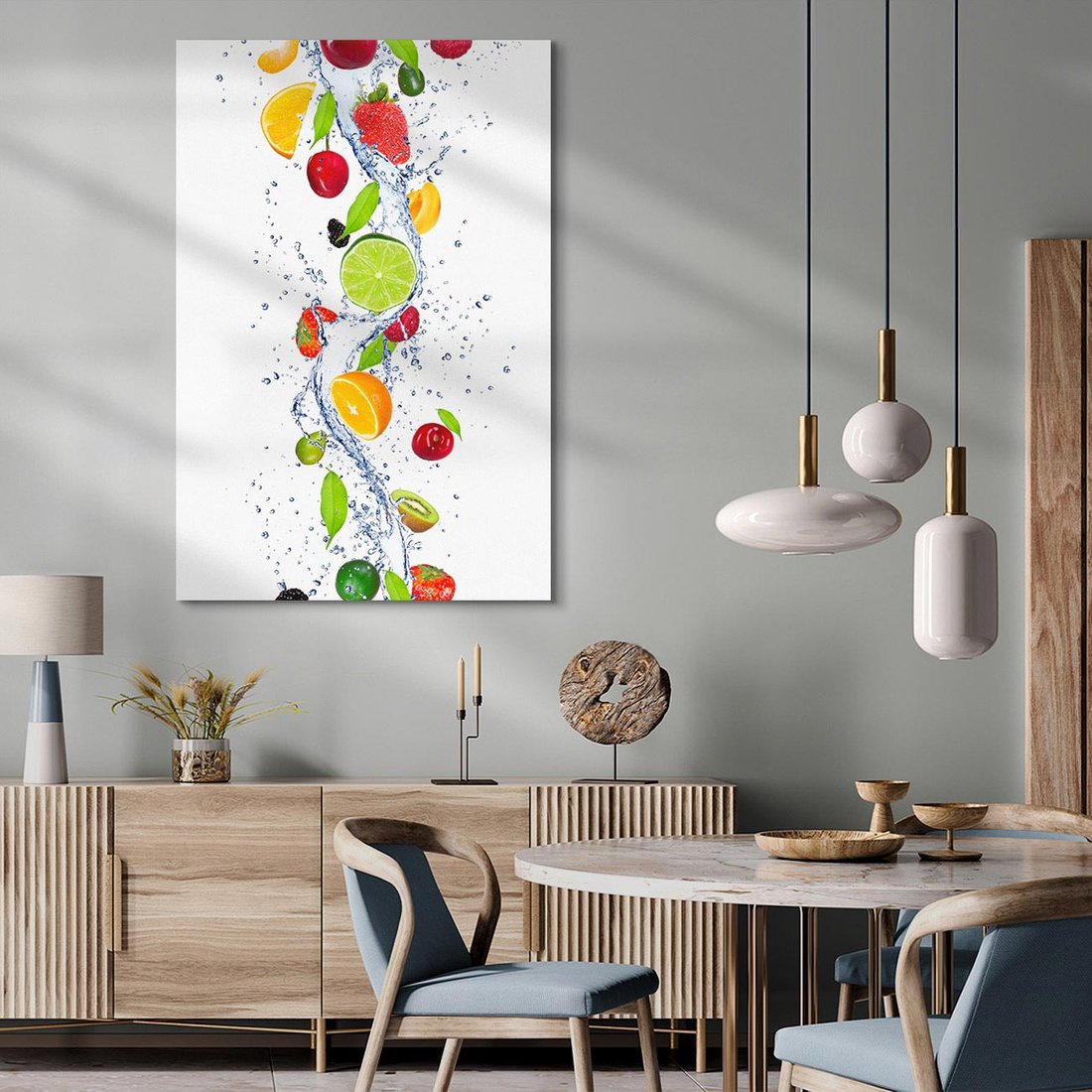 Obraz na płótnie 50x70 - Kulinarne Inspiracje - owoce, woda