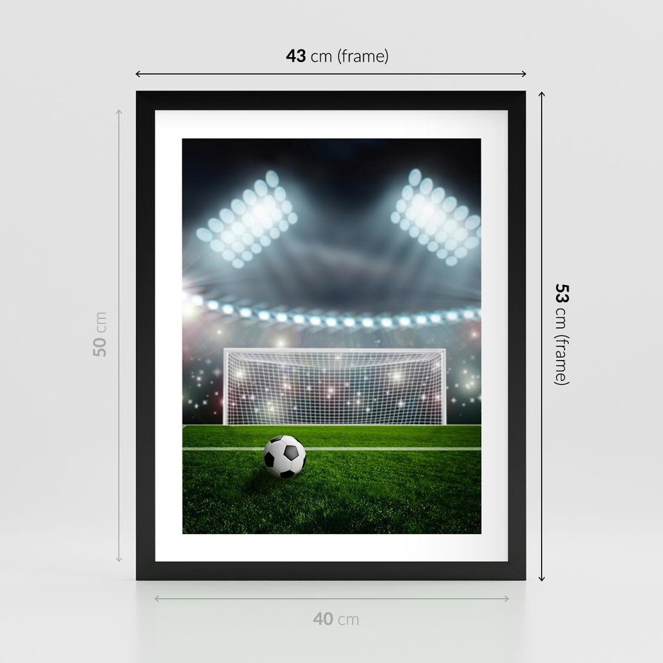 Plakat w ramie 40x50 - Strzał do bramki - piłka, nożna - rama czarna