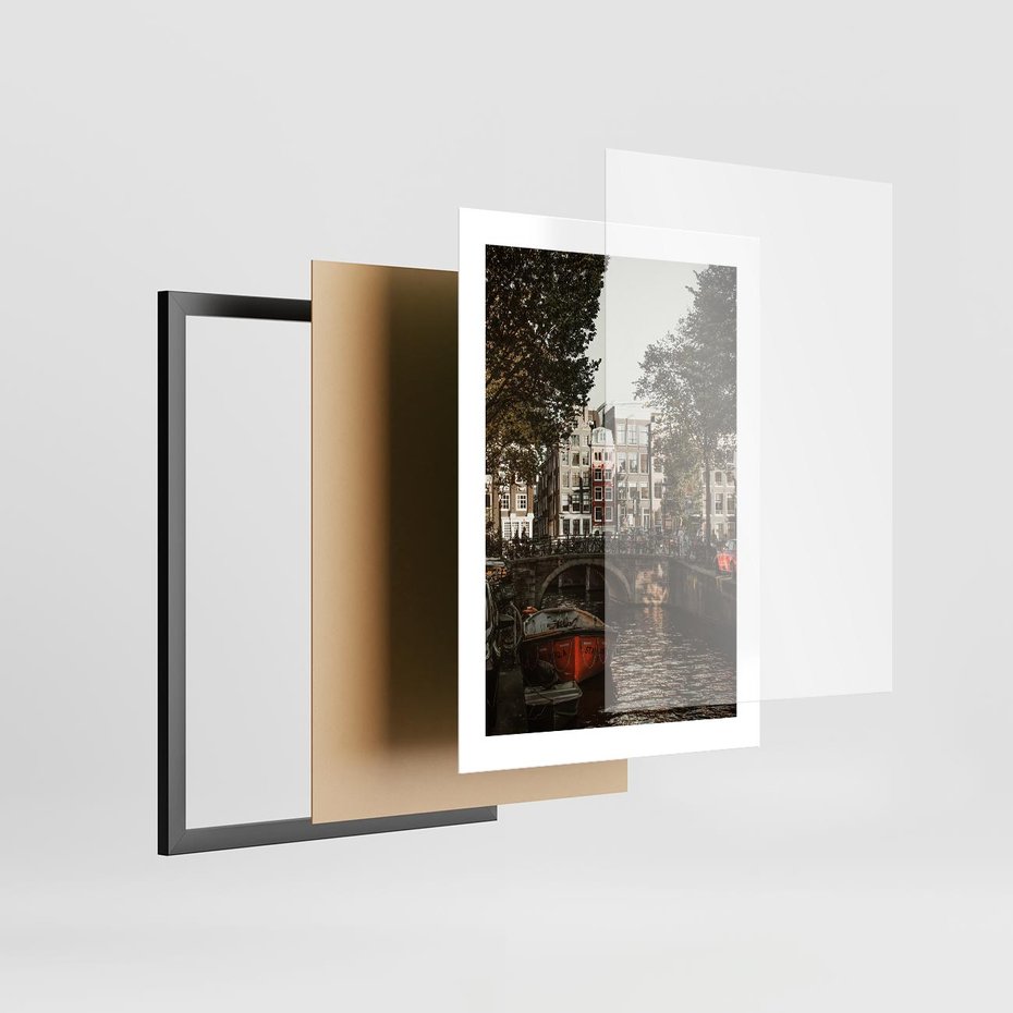 Plakat w ramie 30x40 - Jesienne Uroki Holandii: Kanały i Most - Holandia, kanały - rama czarna