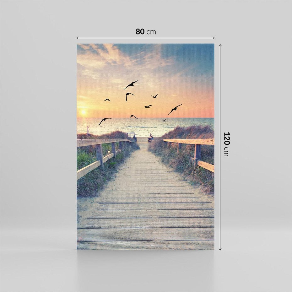 Obraz na płótnie 80x120 - Sielanka nad brzegiem - plaża, pomost