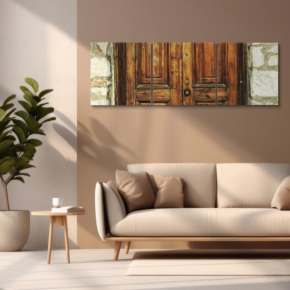 Obraz na płótnie 120x40 - Tajemnicze stare drzwi - stare, drzwi