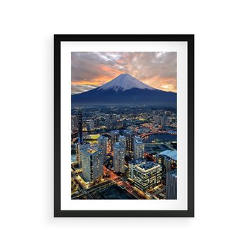 Plakat w ramie 30x40 - Miasto na Górnym Horyzoncie - miasto, góry - rama czarna