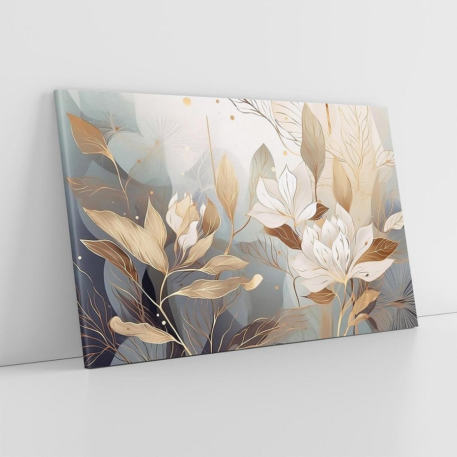 Obraz na płótnie 100x70 - Ekspresjonistyczny deszcz uczuć - grafika, złote kwiaty