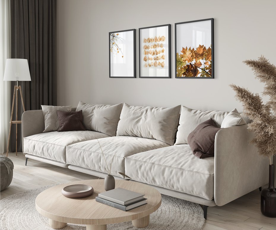 Zestaw obrazy w ramie 50x70 galeria - Liście, jesień, kompozycja - rama czarna