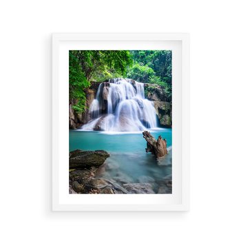 Plakat w ramie 50x70 - Abstrakcyjna nowoczesność - wodospad, woda - rama biała