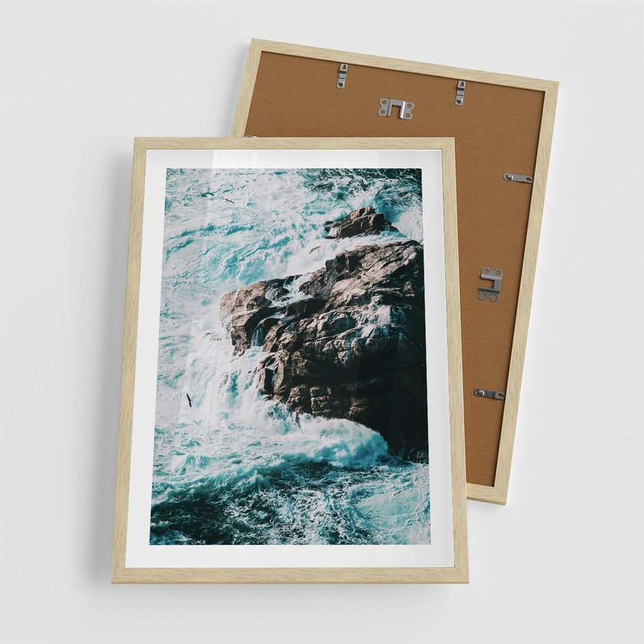 Plakat w ramie 50x70 - Siła Natury - morze, skały - rama drewno