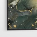 Obraz w ramie 70x100 - Natura w Złotym Odcieniu - złote elementy, liście miłorzębu japońskiego - rama czarna