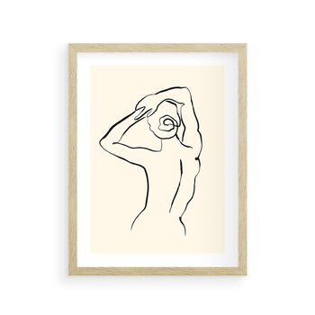 Plakat w ramie 30x40 - Tajemniczy Rytm - kobieta, posąg - rama drewno