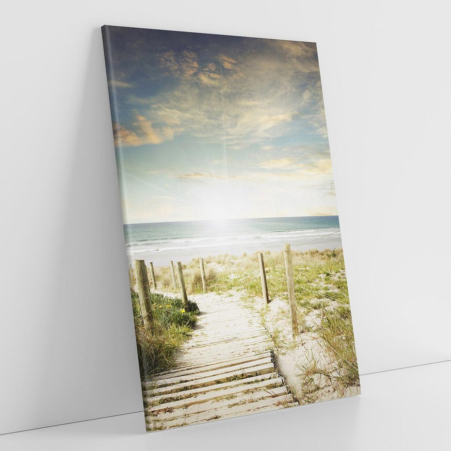 Obraz na płótnie 70x100 - Błękitne morze na pomostach - morze, pomost