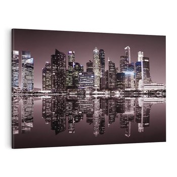 Obraz na płótnie 70x50 - Miejskie światła ożywiające nocne niebos - Singapur, miasto