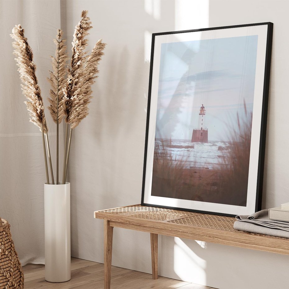 Plakat w ramie 40x50 - Magiczna Aura - latarnia, mgła - rama czarna