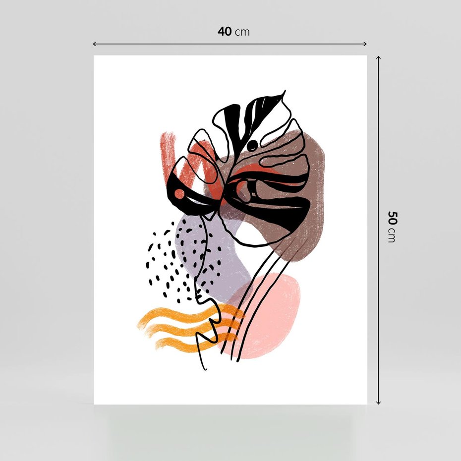 Plakat bez ramy 40x50 - Wibracje Abstrakcyjnych Form - abstrakcyjna sztuka, liść monstery