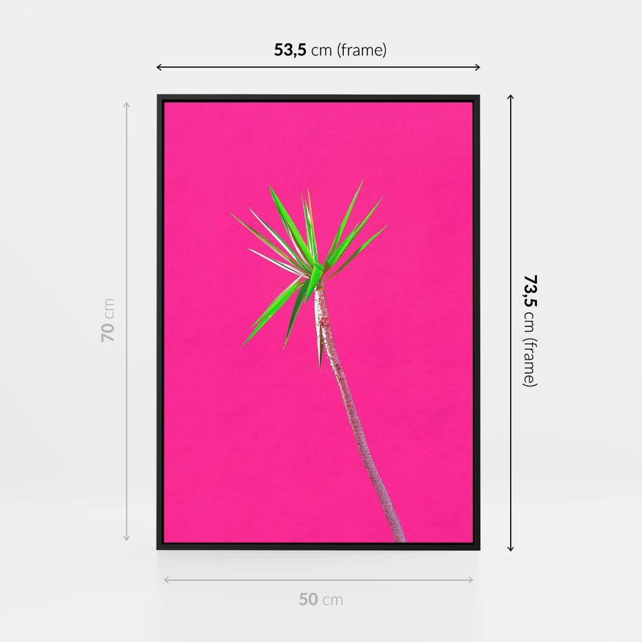 Obraz w ramie 50x70 - Retro Stylizacja - palma, liście - rama czarna