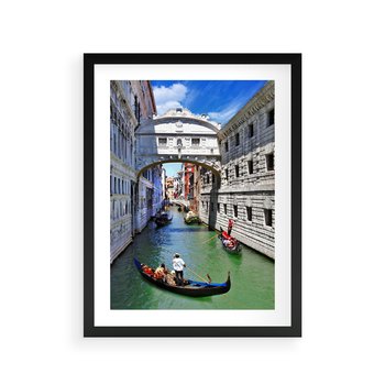 Plakat w ramie 30x40 - Romantyczna gondola w Wenecji - Wenecja, gondola - rama czarna
