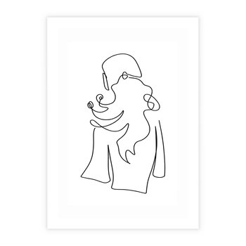 Plakat bez ramy 21x30 - Zaklęte Linie - szkic kobiety, jedną linia