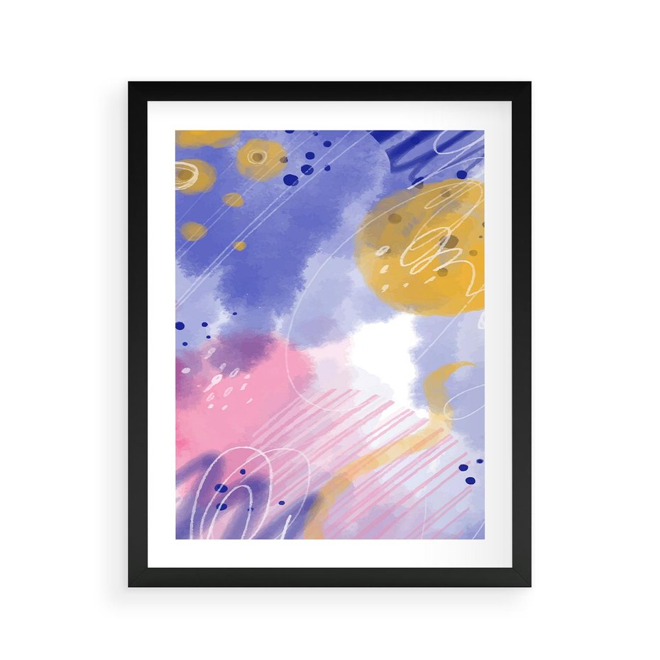 Plakat w ramie 40x50 - Rozbijające Plamy - abstrakcyjny plakat, pastelowe kolory - rama czarna