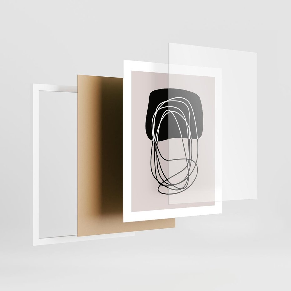 Plakat w ramie 40x50 - Strukturalne Kontrasty - abstrakcyjne szkicowane linie, minimalizm - rama biała