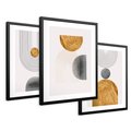 Zestaw obrazy w ramie 50x70 galeria - Złote, geometryczne, nowoczesne - rama czarna