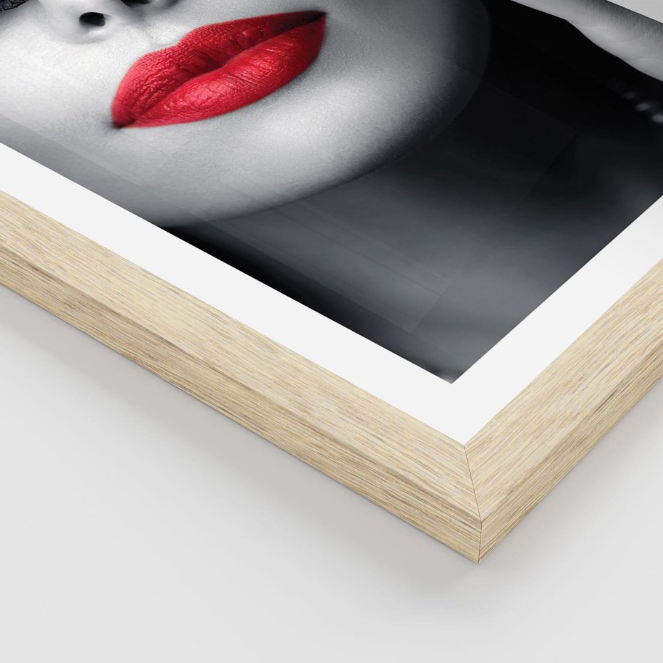 Plakat w ramie 40x50 - Piękno usta i szminka - usta, szminka - rama drewno