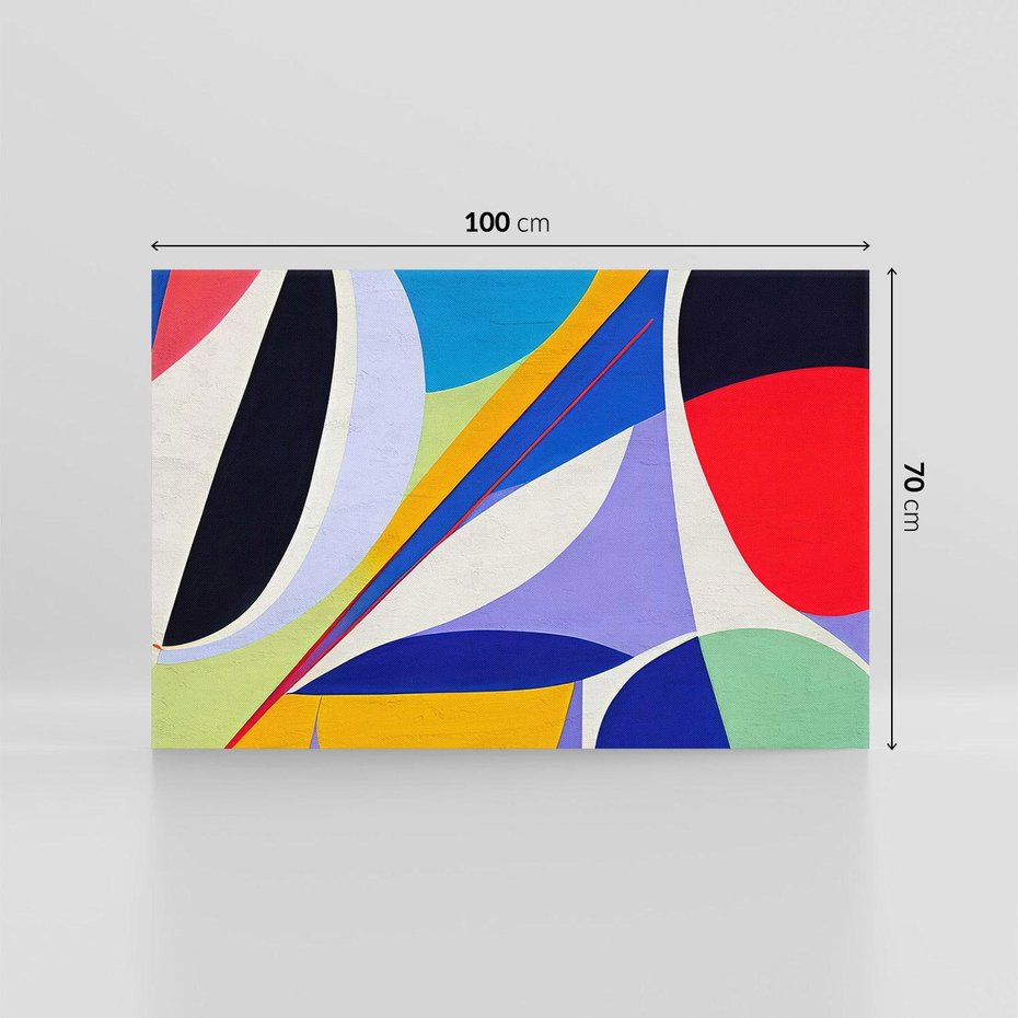 Obraz na płótnie 100x70 - Kolorowe Przesunięcia Kształtów - abstrakcyjny obraz olejny, żywe kolory