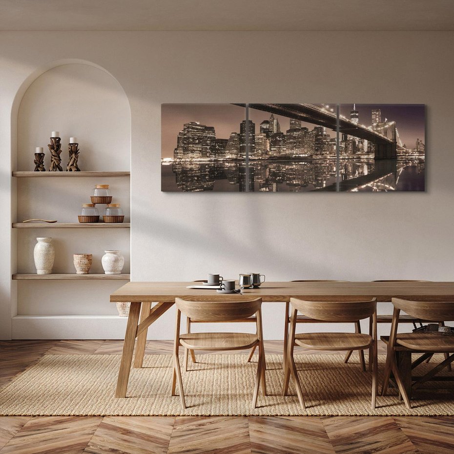 Obraz na płótnie 90x30 - Most na nocnym horyzoncie - most, noc