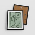 Plakat w ramie 40x50 - Zielone Wariacje w Liniach - abstrakcyjne zielone linie, skandynawski design - rama czarna
