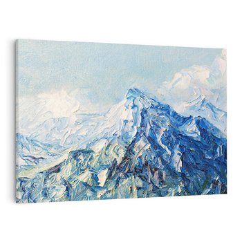 Obraz na płótnie 120x80 - Majestat Błękitnych Szczytów - olejny obraz, górski pejzaż
