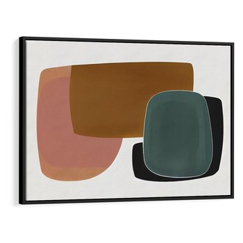 Obraz w ramie 100x70 - Emocje w akwarelach - geometryczne dziwne kształty, turkusowy - rama czarna