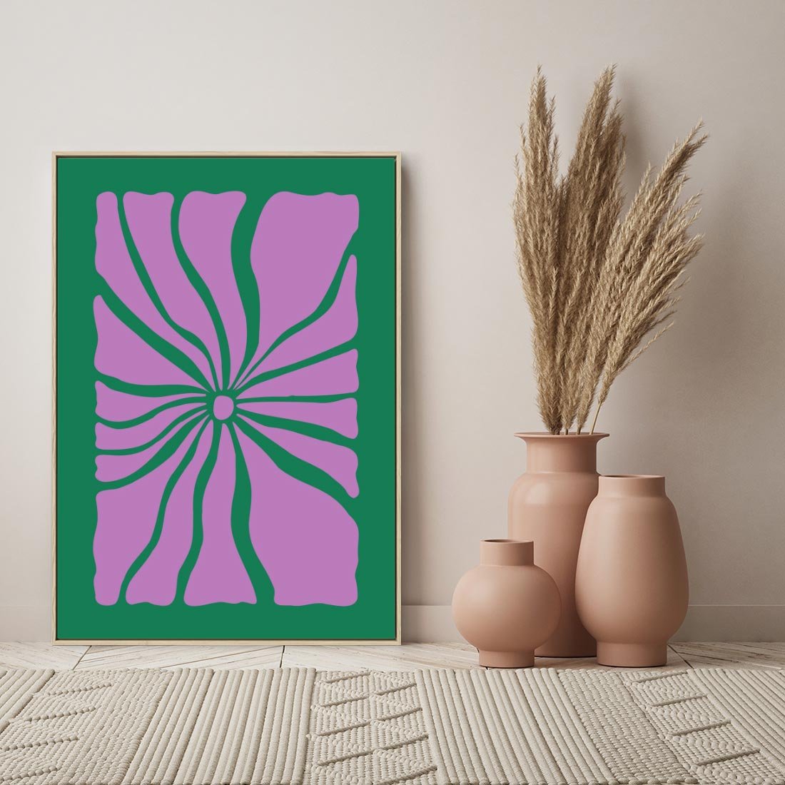 Obraz w ramie 50x70 - Bezczasowe Impresje - abstrakcyjny plakat, boho styl - rama drewno
