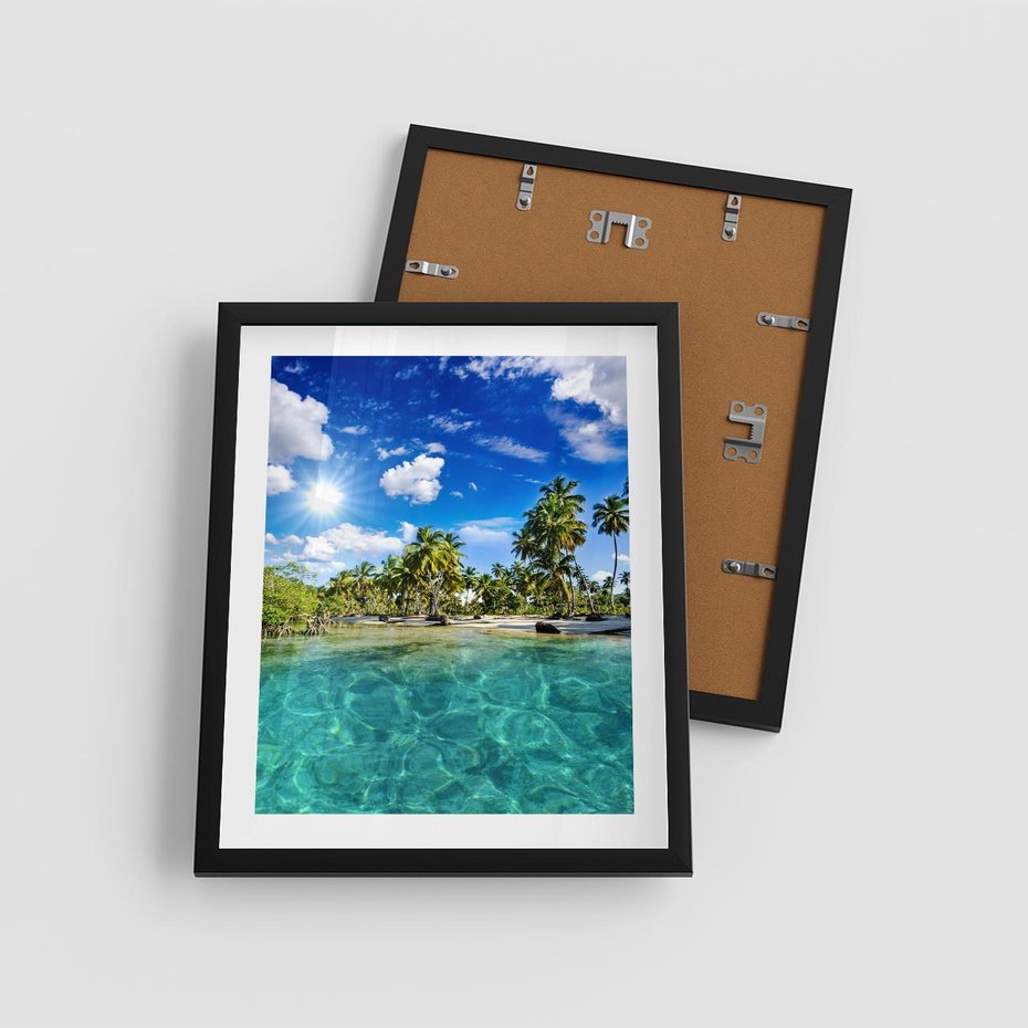 Plakat w ramie 40x50 - Rajskie wakacje na plaży - plaża, wakacje - rama czarna